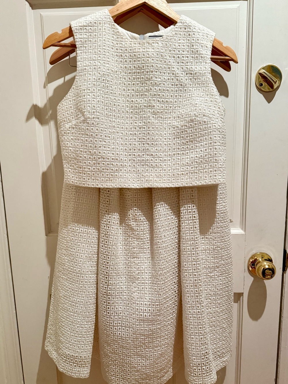 White Textured A-Line Midi Skirt and matching top